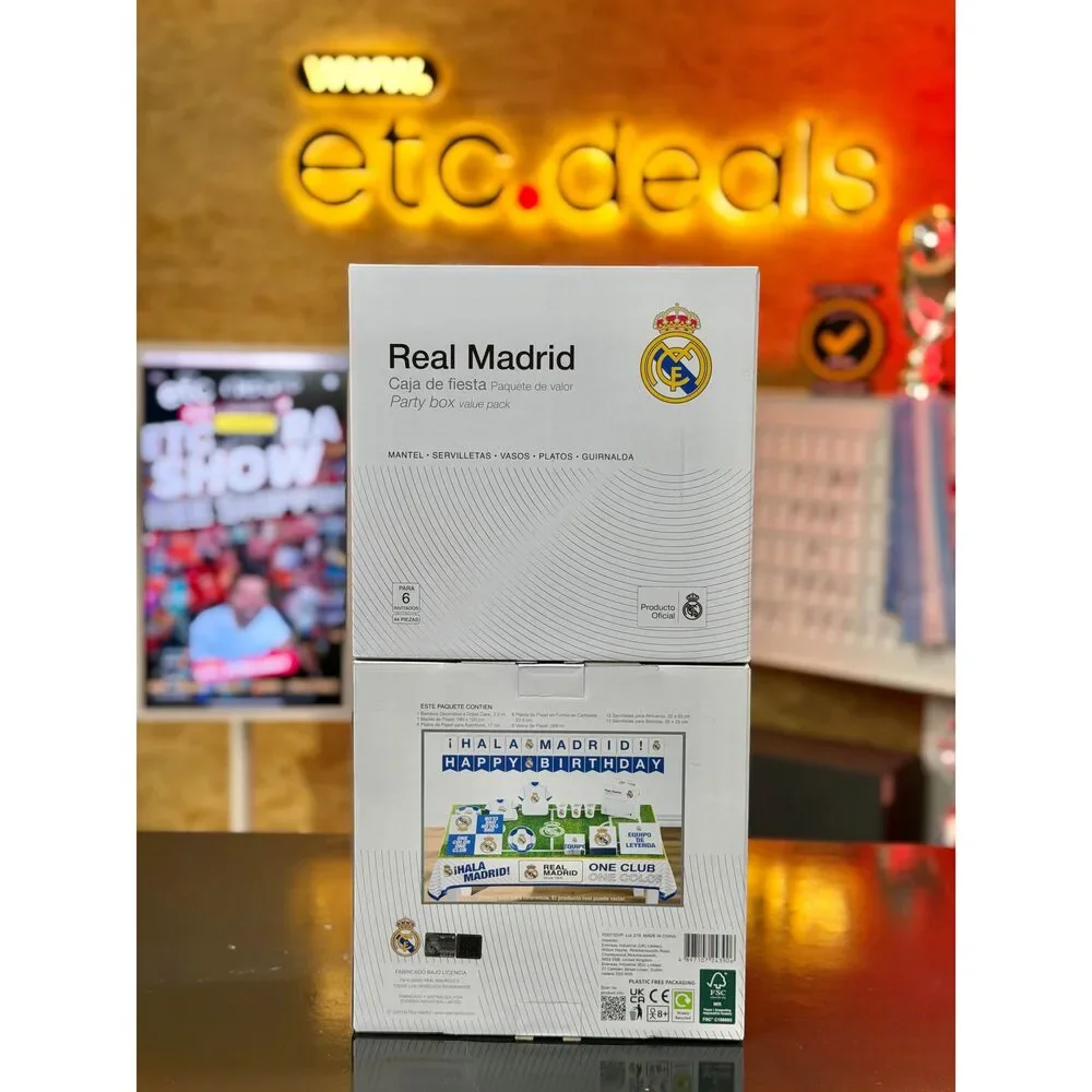 Real Madrid Official Licensed Party Box – 44-Piece Birthday Party Set for 6 Gue